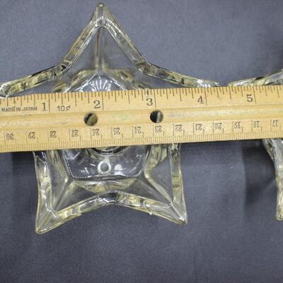 Pair of Vintage Star Shaped Clear Glass Candleholders