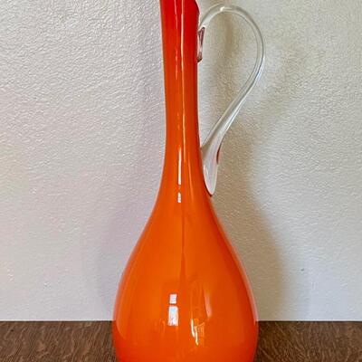 LOT 35:Vintage MCM 24â€ Empoli Art Glass Pitcher