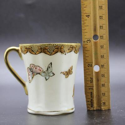 Set of Vintage Made in Japan Hand Painted Butterfly Tea Cups & Saucers