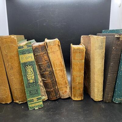 Lot of 9 Antique Hardcover Leather Books 1800s 1700s Shakespeare History Poetry Astronomy