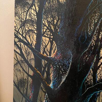 Eyvind Earle Oil on Masonite “Trees”