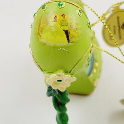 BRADFORD EXCHANGE DISNEY ONCE UPON A TIME SLIPPERS "TIANA & RAPUNZEL" ORNAMENTS