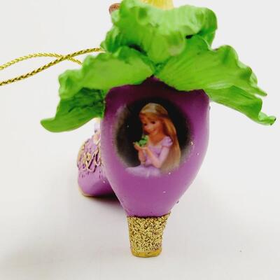 BRADFORD EXCHANGE DISNEY ONCE UPON A TIME SLIPPERS "TIANA & RAPUNZEL" ORNAMENTS