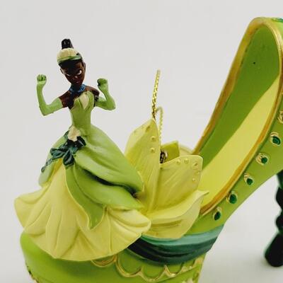 BRADFORD EXCHANGE DISNEY ONCE UPON A TIME SLIPPERS "TIANA & RAPUNZEL" ORNAMENTS