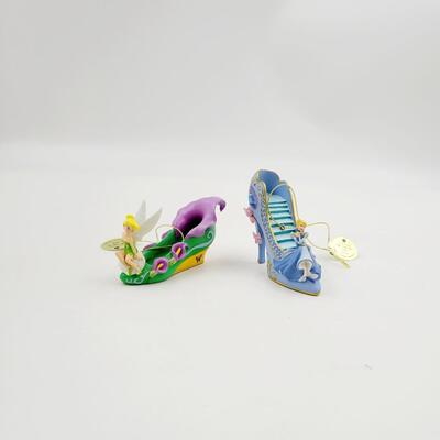 BRADFORD EXCHANGE DISNEY ONCE UPON A TIME SLIPPERS "CINDERELLA & TINKER BELL" ORNAMENTS