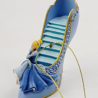 BRADFORD EXCHANGE DISNEY ONCE UPON A TIME SLIPPERS "CINDERELLA & TINKER BELL" ORNAMENTS