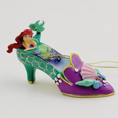 BRADFORD EXCHANGE DISNEY ONCE UPON A TIME SLIPPERS "BELLE & ARIEL" ORNAMENTS