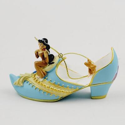 BRADFORD EXCHANGE DISNEY ONCE UPON A TIME SLIPPERS "POCAHONTAS & JASMINE" ORNAMENTS