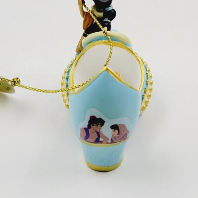 BRADFORD EXCHANGE DISNEY ONCE UPON A TIME SLIPPERS "POCAHONTAS & JASMINE" ORNAMENTS