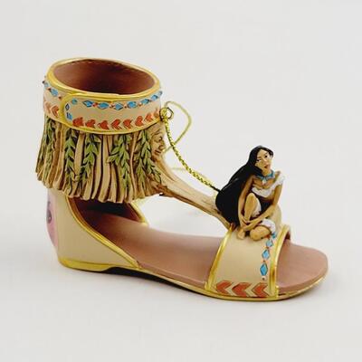 BRADFORD EXCHANGE DISNEY ONCE UPON A TIME SLIPPERS "POCAHONTAS & JASMINE" ORNAMENTS