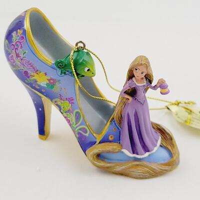 BRADFORD EXCHANGE DISNEY ONCE UPON A TIME SLIPPERS "ARIEL & RAPUNZEL" ORNAMENTS