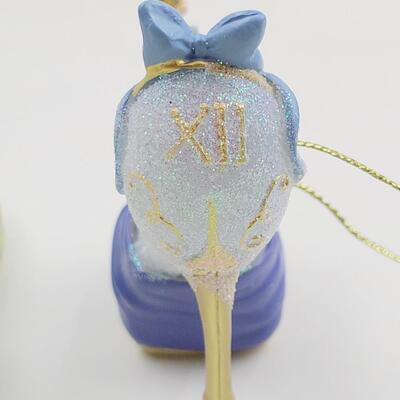 BRADFORD EXCHANGE DISNEY ONCE UPON A TIME SLIPPERS "MULAN & CINDERELLA" ORNAMENTS
