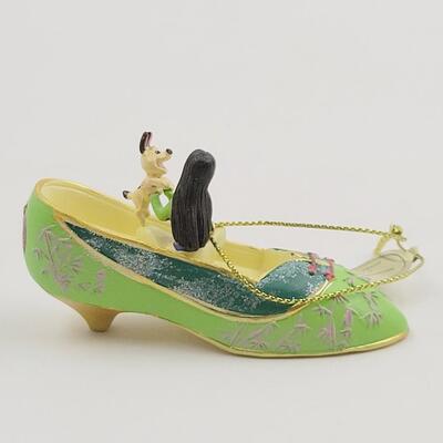 BRADFORD EXCHANGE DISNEY ONCE UPON A TIME SLIPPERS "MULAN & CINDERELLA" ORNAMENTS