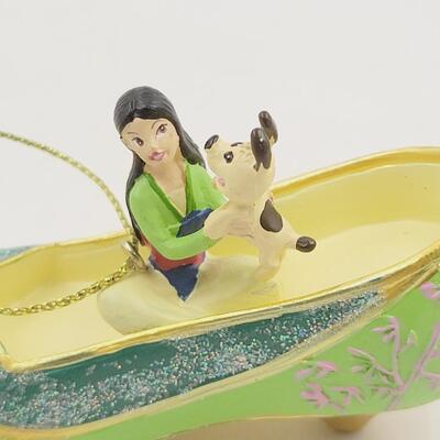 BRADFORD EXCHANGE DISNEY ONCE UPON A TIME SLIPPERS "MULAN & CINDERELLA" ORNAMENTS