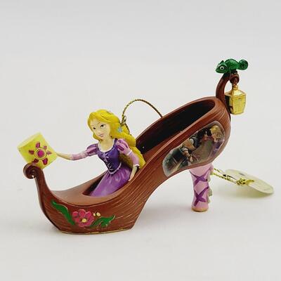 BRADFORD EXCHANGE DISNEY ONCE UPON A TIME SLIPPERS "BELLE & RAPUNZEL" ORNAMENTS