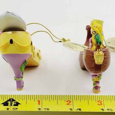 BRADFORD EXCHANGE DISNEY ONCE UPON A TIME SLIPPERS "BELLE & RAPUNZEL" ORNAMENTS