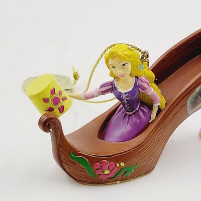 BRADFORD EXCHANGE DISNEY ONCE UPON A TIME SLIPPERS "BELLE & RAPUNZEL" ORNAMENTS