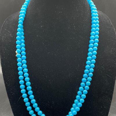Vintage Lot of Five Blue Beaded Necklaces