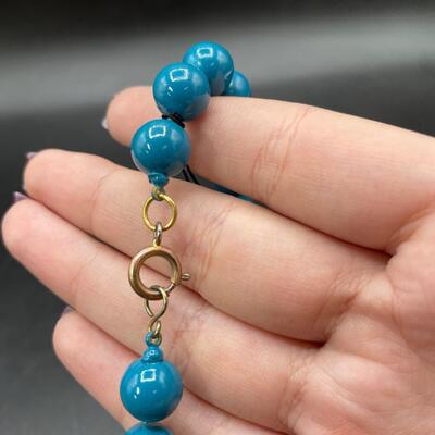 Vintage Lot of Five Blue Beaded Necklaces