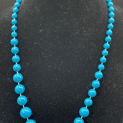 Vintage Lot of Five Blue Beaded Necklaces
