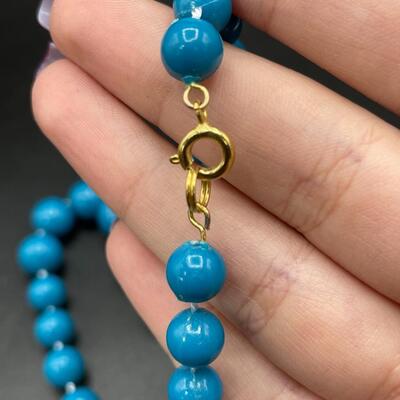 Vintage Lot of Five Blue Beaded Necklaces