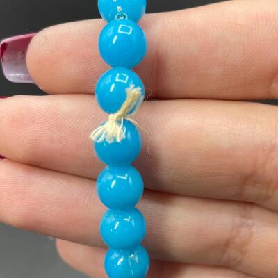 Vintage Lot of Five Blue Beaded Necklaces