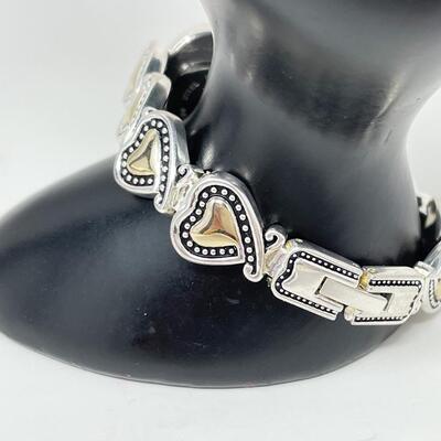 GENEVA SILVER & GOLD TONED QUARTZ HEART WATCH - WORKS!