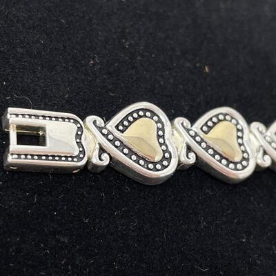 GENEVA SILVER & GOLD TONED QUARTZ HEART WATCH - WORKS!
