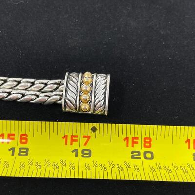 SILVER AND GOLD TONED BRAIDED BRACELET W/ MAGNETIC CLASP