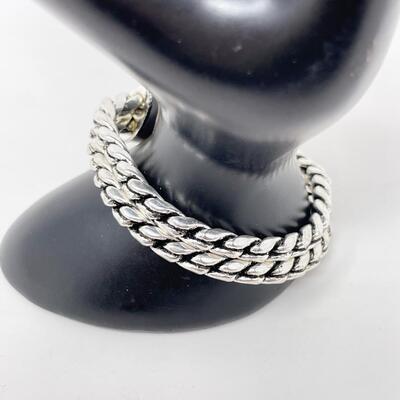 SILVER AND GOLD TONED BRAIDED BRACELET W/ MAGNETIC CLASP