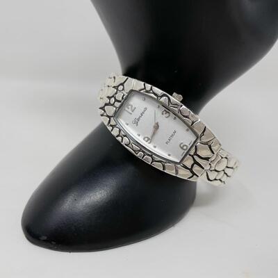 GENEVA PLATINUM CUFF WATCH - WORKS!