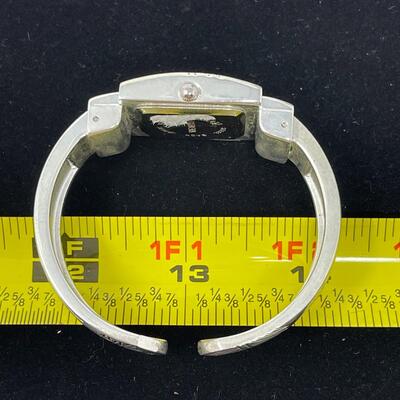 GENEVA QUARTZ SILVER TONED CUFF WATCH - WORKS!