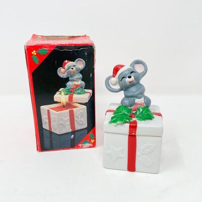 CERAMIC MOUSE ON GIFT CANDLE HOLDER