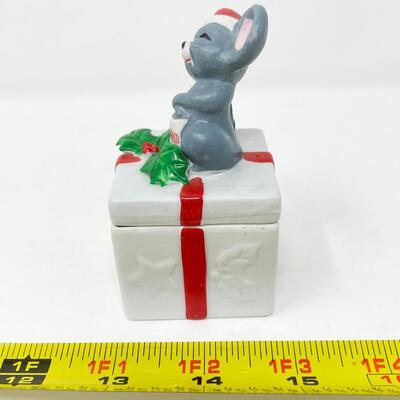 CERAMIC MOUSE ON GIFT CANDLE HOLDER