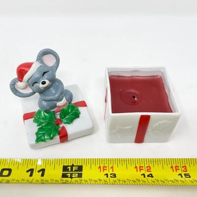 CERAMIC MOUSE ON GIFT CANDLE HOLDER