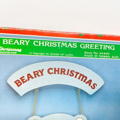 â€œBEARY CHRISTMASâ€ GREETING WOODEN SIGN - HOUSE OF LLOYD â€œCHRISTMAS AROUND THE WORLDâ€