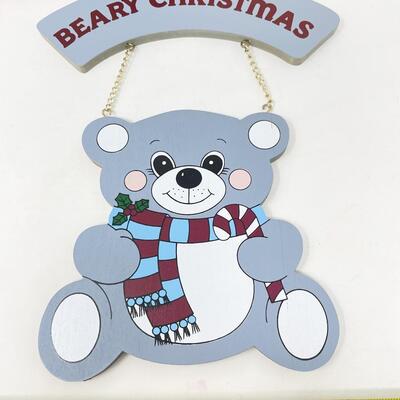 â€œBEARY CHRISTMASâ€ GREETING WOODEN SIGN - HOUSE OF LLOYD â€œCHRISTMAS AROUND THE WORLDâ€