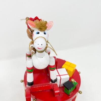 MUSICAL WOODEN HOLIDAY TOYS DECOR - PLAYS â€œITâ€™S A SMALL WORLDâ€