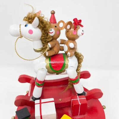 MUSICAL WOODEN HOLIDAY TOYS DECOR - PLAYS â€œITâ€™S A SMALL WORLDâ€