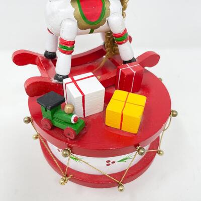 MUSICAL WOODEN HOLIDAY TOYS DECOR - PLAYS â€œITâ€™S A SMALL WORLDâ€