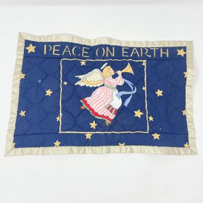 â€œPEACE ON EARTHâ€ ANGEL QUILTED DECOR - 11â€ x 17â€