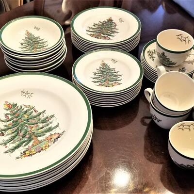 Lot #140  Nice lot of SPODE china in the "Christmas Tree" pattern