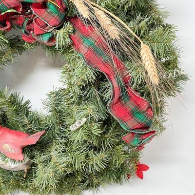 CARDINAL & WHEAT HOLIDAY WREATH