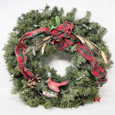CARDINAL & WHEAT HOLIDAY WREATH