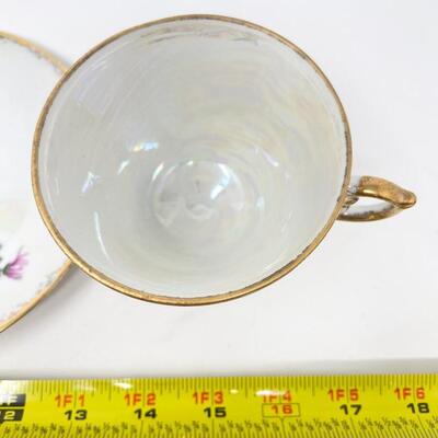 VINTAGE ARDCO LUSTERWARE TEACUP & SAUCER - â€œNOVEMBER CHRYSANTHEMUMâ€