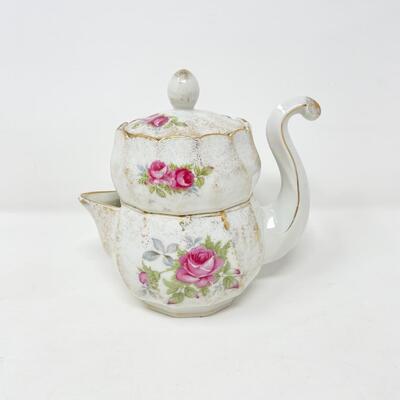 VINTAGE ENESCO STACKING CREAMER & SUGAR SET