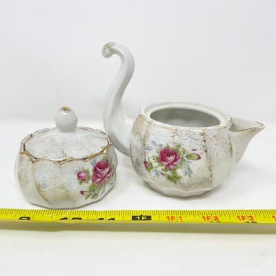 VINTAGE ENESCO STACKING CREAMER & SUGAR SET