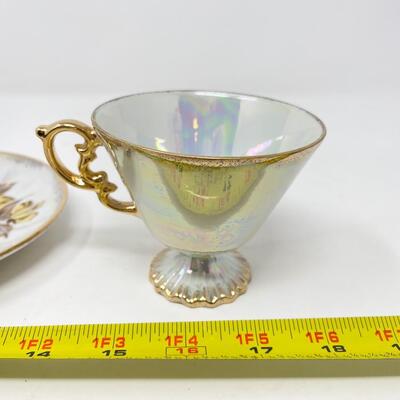VINTAGE UCAGCO YELLOW ROSE LUSTERWARE TEACUP & SAUCER