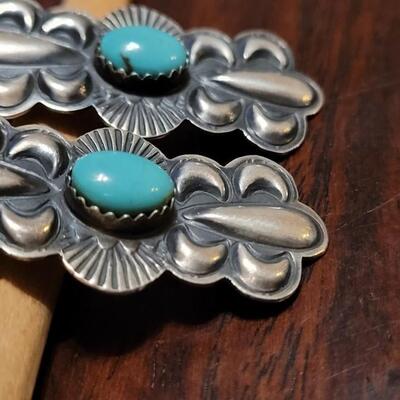 Lot 176: Vintage NAVAJO Sterling Earrings & Turquoise Earrings By Robert Johnson