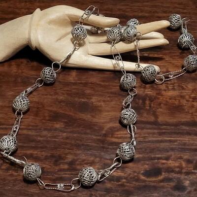 Lot 179: Very Nice! Vintage Mexican Sterling Handmade Wedding Necklaces